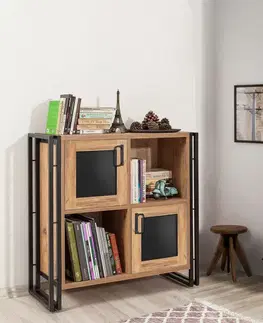 Komody a skrinky CENAT komoda na nožičkách, borovica/čierna