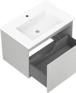 Kúpeľňový nábytok MEXEN/S - Rivel kúpeľňová skrinka 70 cm s umývadlom Otis, 1 šuplík, reliéf, šedá mat/biela mat 91A20-07047-1-BF62-W18M01