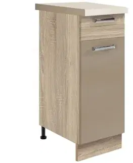Kuchynské skrinky stojace Kuchynská skrinka Premio 1D sonoma/biely/cappuccino lesk