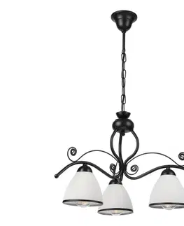 Svietidlá  Luster na reťazi RETRO 3xE27/60W/230V čierna/biela LM-3.51/CZARNY PÓŁMAT