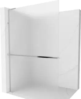 Sprchové dvere MEXEN/S - Kioto+ L Sprchová zástena WALK-IN s poličkou a držiakom uterákov 120 x 200, dekor, chróm 800-120-123-01-30