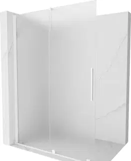 Sprchové dvere MEXEN/S - Velar Sprchová zástena posuvná Walk-in 140 x 200, dekor 8 mm, biela 871-140-000-33-20