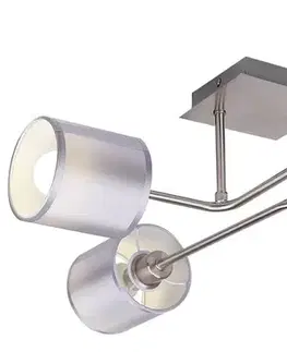 Stropná svetla Stropná lampa saténovo-niklové tkané tienidlo 4x40W Sax