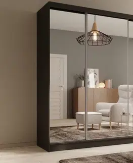 Šatníkové skrine ArtAdrk Šatníková skriňa TOLA | čierna 200 cm