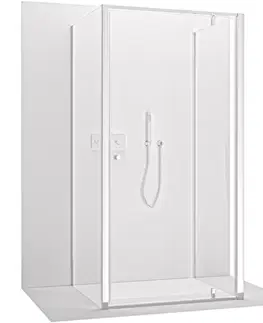 Sprchovacie kúty CERANO - Trojstenný sprchovací kút Ferri UL/P - 6 mm - chróm, transparentné sklo - 100x100x195 - pivotový CER-8050BD7859