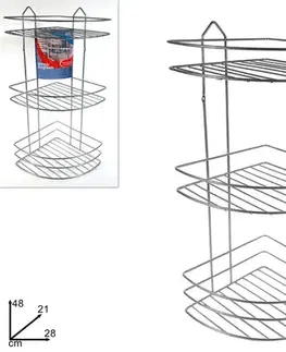Zrkadlá, zrk.skrinky, poličky MAKRO - Polička rohová 3 poschodová, pochrómovaná, výška 48,5cm