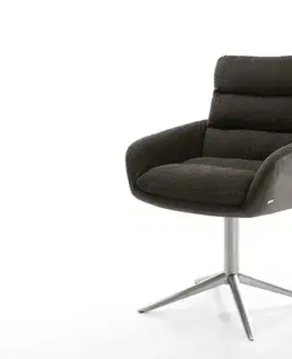 Jedálenské stoličky DELIFE Otočná jedálenská stolička Abelia-Flex s opierkami zmiešané materiály čierna podstava nerezová oceľ 360° otočná hojdacia funkcia