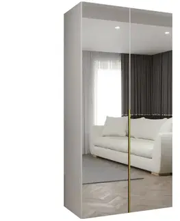 Šatníkové skrine Skriňa Alicante III 100 biela/zlatá