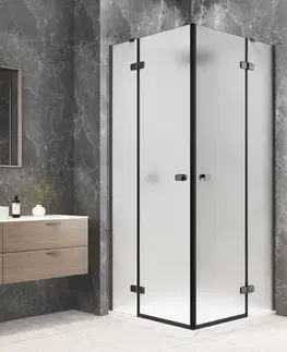 Sprchové dvere POLYSAN - GLOBE GUN METAL štvorcová sprchová zástena 900x900, rohový vstup, matné sklo GB5990MGM