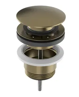 Doplnky do kúpeľne SAPHO - Umývadlová výpust 5/4", click-clack, veľká krytka, 10-65, zlato mat CV1002G