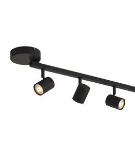 Bodove svetla Moderný čierny 4-svetelný stropný bod GU10 50mm vrátane podsvietenia a 3-cestného vypínača - Back Up