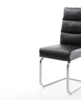 Jedálenské stoličky DELIFE Jedálenská stolička Pela-Flex pravá koža čierna jedálenská stolička plochá nerezová oceľ vrecková pružina