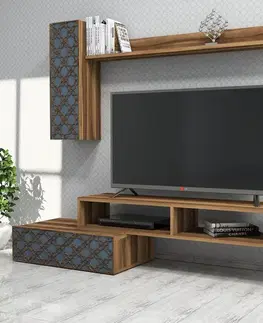 Obývacie steny TV skrinka / Obývacia stena Planet - Walnut, Chalcedony