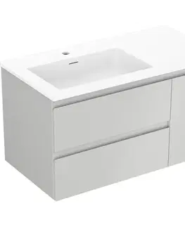 Kúpeľňový nábytok MEXEN/S - Orio kúpeľňová skrinka 90 cm s umývadlom Otis ľavá, 2S, 1D, sivá mat/biela mat 91A13-09047-3-BBFFF62-W18L01