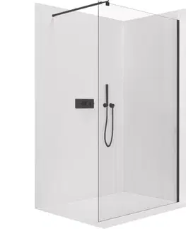 Sprchové dvere CERANO - Sprchová zástena Walk-in Onyx Round Ľ/P - 6 mm - čierna matná, transparentné sklo - 110x190 CER-670876