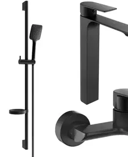 Kúpeľňové batérie MEXEN/S - Alexa SET umývadlová + vaňová batéria s príslušenstvom DS62, čierna 71213DS62-70