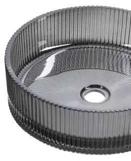 Umývadlá SAPHO - ANHELO gravírované sklenené umývadlo na dosku priemer 39,5cm, čierna TY317B