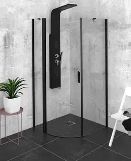 Sprchové dvere POLYSAN - ZOOM BLACK štvrťkruhová sprchová zástena 900x900, číre sklo, ľavá ZL2615BL