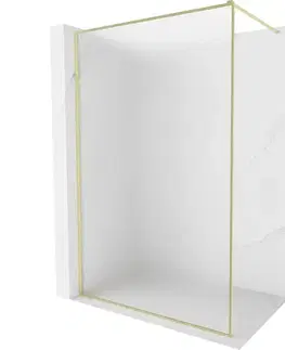 Sprchové dvere MEXEN/S - Kyoto-XF Sprchová zástena WALK-IN s rámom 100 x 202, dekor 10 mm, zlato kefovaná 800-100-104-55-30-X