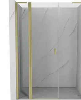 Sprchovacie kúty MEXEN/S - Mist L sprchové dvere krídlové 150, transparent, zlatá kartáčovaná 8A4L-150-001-55-00