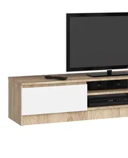 TV stolíky Dizajnový TV stolík ROMANA160, dub Sonoma / biely