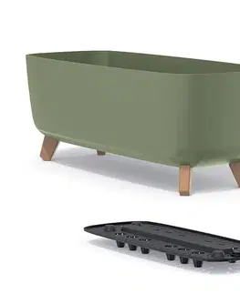 Kvetináče a truhlíky NABBI DGCL600 plastový kvetináč na nožičkách 58 cm zelená
