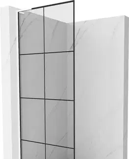 Sprchové dvere MEXEN/S - Kioto L Sprchová zástena WALK-IN 80 x 200, čierny vzor, biela 800-080-103-20-77