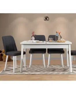 Jedálenské sety Jedálenský set s rozkladacím stolom a stoličkami (5 kusov) Santiago White Anthracite V2