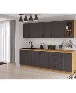 Kuchynské linky Kuchynská linka Stilo grafit mat/artisan 260 bez dosku