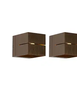 Nástenné osvetlenie Sada 2 inteligentných nástenných svietidiel tmavá bronz 9,7 cm vrátane WiFi G9 - Transfer Groove