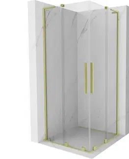 Sprchovacie kúty MEXEN/S - Velar L Duo sprchovací kút, posuvné dvere 90 x 90, transparent, zlato kartáčovaná 871-090-090-02-03-55