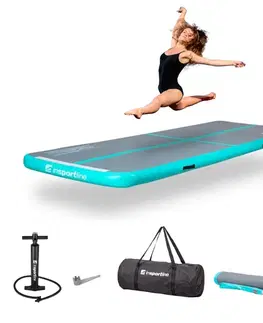 Žinenky Airtrack inSPORTline Airstunt 500x100x10 cm šedo-tyrkysový s ručnou pumpou