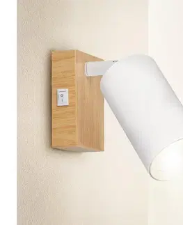 Svietidlá BRILAGI - Nástenné bodové svietidlo SELE 1xGU10/30W/230V biele/dubový dekor WO-SELEWL-WH-WD02-OEM