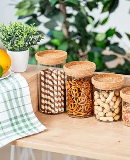 Misky a misy 4Home Sklenená dóza na potraviny s vekom Cork, 450 ml, 450 ml