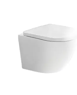 Doplnky do kúpeľne Mereo WC závesné kapotované, RIMLESS, 490x370x360, keramické, vr. sedátka CSS126 VSD82S2