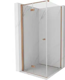 Sprchovacie kúty MEXEN/S - Mist-F sprchovací kút skladacie dvere ľavá 120 x 120, transparent, meď kartáčovaná 8A6T-120-120-65-00-L