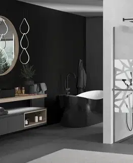 Sprchové dvere MEXEN/S - Kioto+ Sprchová zástena s poličkou WALK-IN 80 x 200, biela vzor, grafit kartáčovaná 800-080-121-66-85