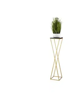 Stojany na kvetiny HowHomely Stojan na kvety LOFT 100x24 cm zlatá/čierna 10-1630-100-GB-MDF