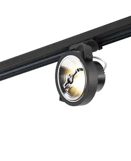 Koľajnicové svetelné systémy LED 3-fázové koľajnicové bodové svetlo čierne 15W 2700K vrátane AR111 - Expert