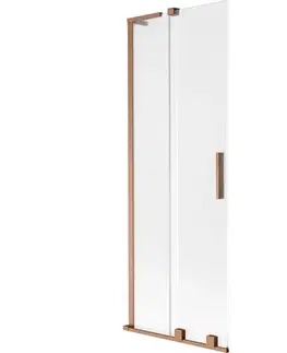 Sprchové dvere MEXEN/S - Velar L dvojkrídlová posuvná vaňová zástena 70 x 150, dekor, meď kartáčovaná 896-070-003-31-65