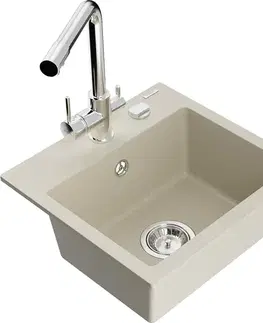 Kuchynské drezy MEXEN/S MEXEN/S - Milo granitový drez vrátane batérie Duero, béžová 6505-69-671600-00