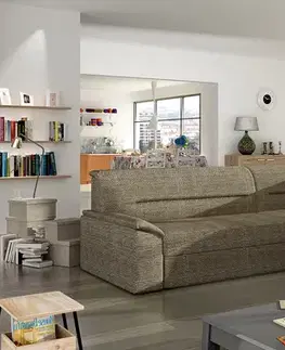 Sedacie súpravy NABBI Estrela P rohová sedačka s rozkladom a úložným priestorom cappuccino