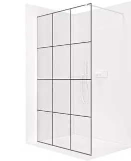 Sprchové dvere CERANO - Sprchová zástena Walk-in Onyx Cube Ľ/P - 8 mm - hranatá vzpera - biela matná, industriálne sklo - 90x200 CER-8050BD492