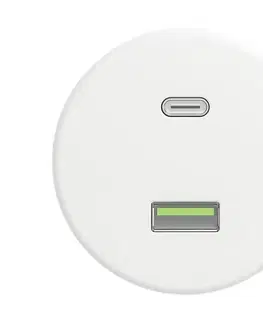 Predlžovacie káble Reblig - Retro USB zásuvka A+C bez rámčeka snehovo biela W/USB