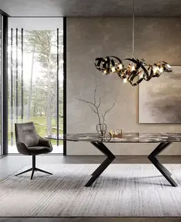 Jedálenské stoly DELIFE Jedálenský stôl Edge oválny 280x130 keramika Iris FMG Agatablack Zenthara hranatý kov čierna