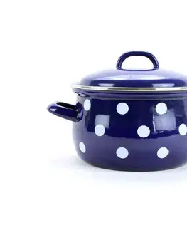 Hrnce BELIS - Hrniec a pokrievka 16cm 1,5l modrý puntík