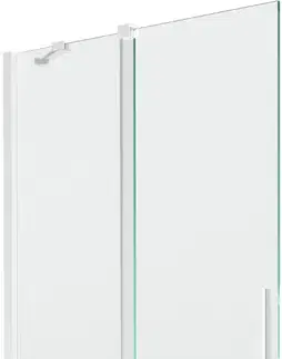 Sprchové dvere MEXEN/S - Velar Dvojkrídlová posuvná vaňová zástena 100 x 150, transparent, biela 896-100-000-01-20