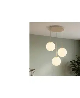 Svietidlá BRILAGI - Závesný luster na lanku MILO ECRU 3xE27/60W/230V béžová/zlatá 75-005B