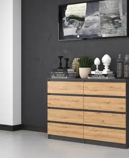Komody a skrinky Široká komoda so zásuvkami WALMA M8 140, antracit/ dub artisan