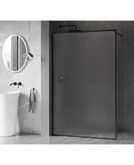 Sprchové dvere MEXEN/S - Kioto-F Sprchová zástena WALK-IN s rámom 140 x 202, dekor 8 mm, čierna 800-140-104-70-30